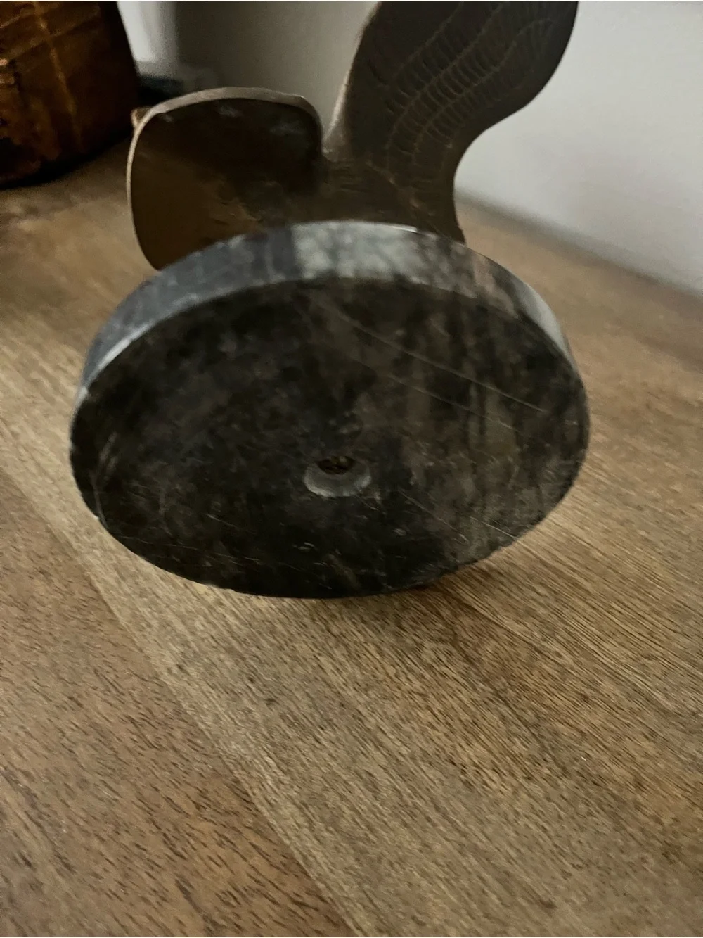 Bronze-Tone Eagle Sculpture on Black Marble Base - Decorative Home Accent
